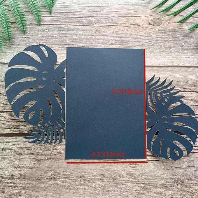Navy Blue Laser Invitation Card, Palme Invitation Jacket for 5X7 card, Fit for Wedding Engagement Birthday Celebration Party 20 Sets (navy blue)