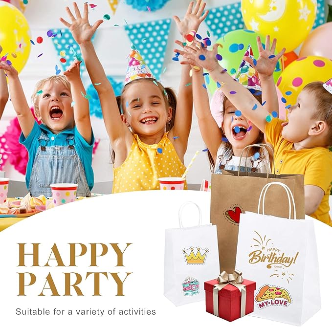 Gift Bags, Brown Kraft Paper with Handles, 5.25 x 3.75 x 8 Inch, 300 Pack
