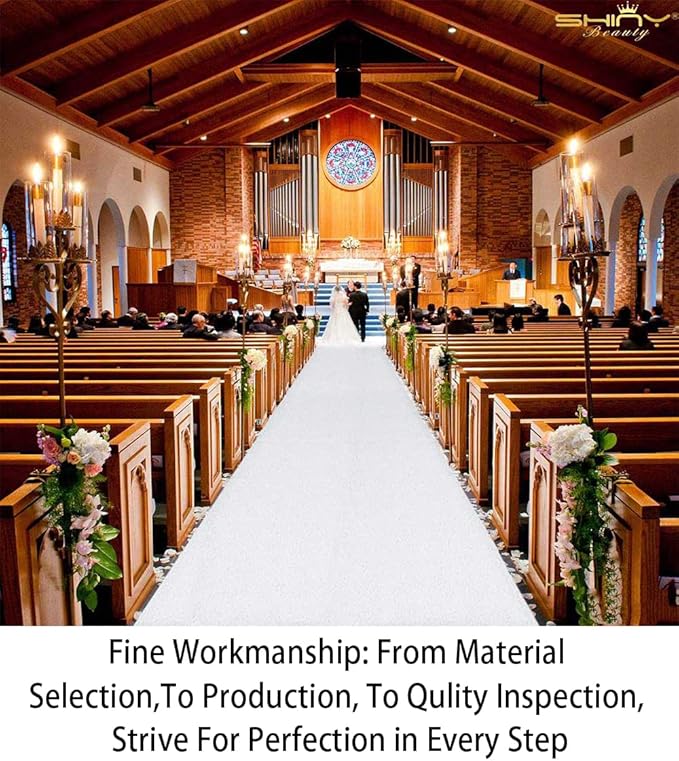 White Wedding Aisle Runner, 4 x 15 ft Rectangular Outdoor Rug