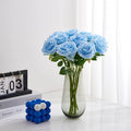 Artificial Rose Open Flower Bouquet Faux Rose Stems for Wedding, 10pcs