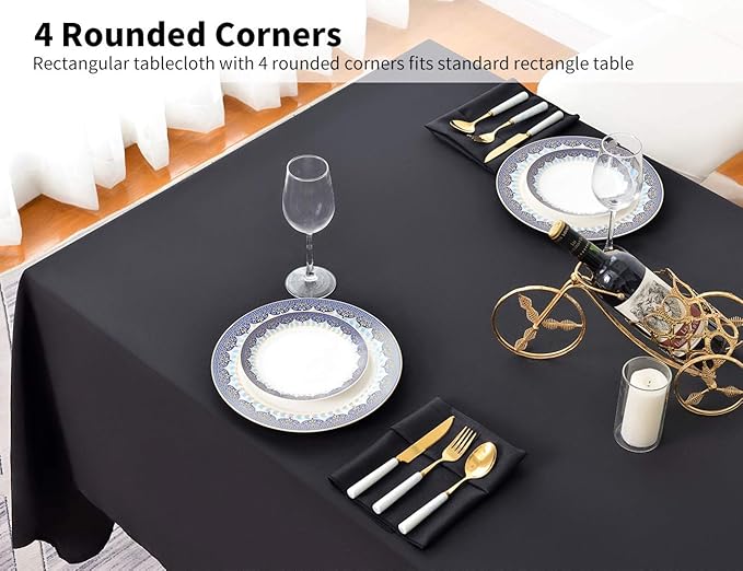 Surmente 10 Pack Black Tablecloth 60 x 102-inch Rectangular Polyester Table Cloth for Weddings, Banquets, or Restaurants