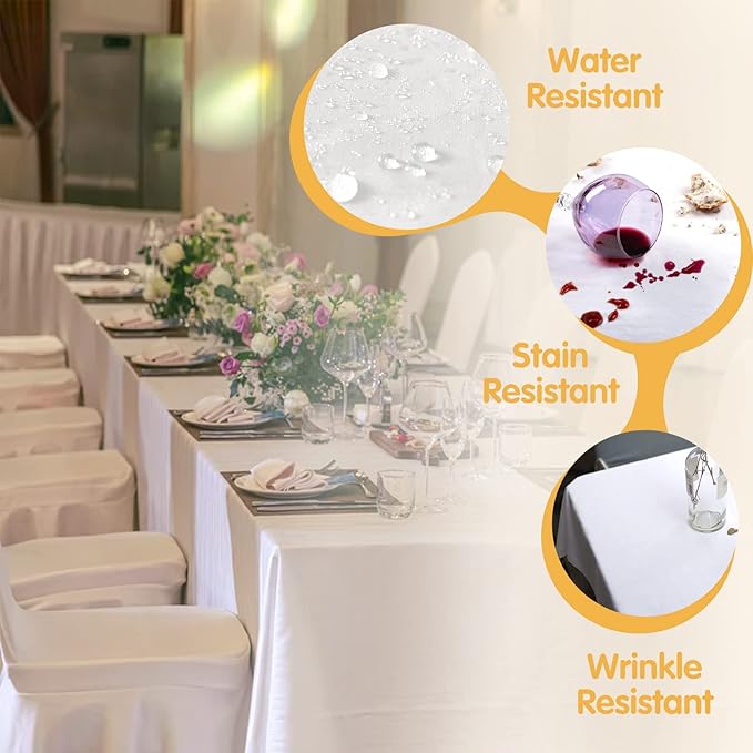 Rectangular White Polyester Tablecloths, 8 Pack, 70 x 120 Inch