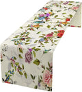 Vintage Bird Flower Table Runner Seasonal Spring Summer Garden Plants Farmhouse Country Kitchen Dinner Runner Dining Table Decoration for Home Party Holiday 13"x36"