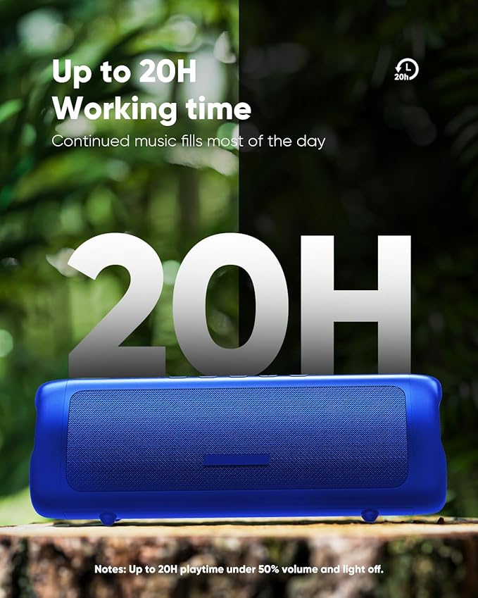 Bluetooth Speaker with HD Sound, Portable Wireless, IPX5 Waterproof, Up to 20H Playtime, TWS Pairing, BT5.3, for Home/Party/Outdoor/Beach, Stocking Stuffers, White Elephant Gifts for Adults (Blue)