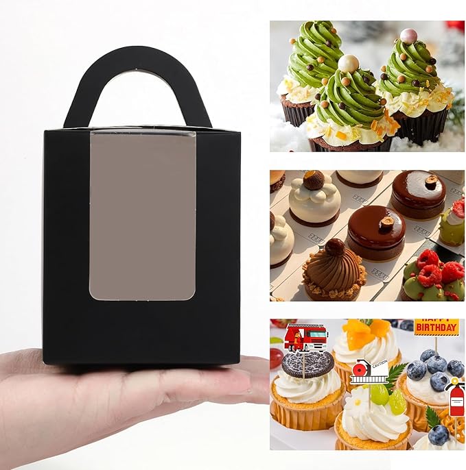 Cupcake Carriers 120 Black Individual Boxes with Inserts