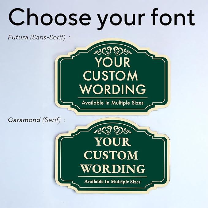Custom Decorative Outdoor Metal Sign, Personalized Aluminum, Customized Driveway, Waterproof Made in USA - Design 2, Forest Green 18x12 In