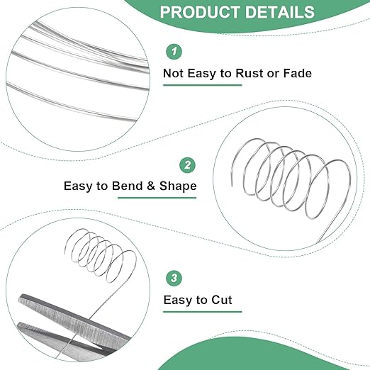2-Rolls 0.2mm Jewelry Wire, 32 Gauge 328FT Craft Wire Copper Beading Wire for Jewelry Making/Planting/Weaving/DIY Crafting, Soft Metal Wires [100M, Silver White]