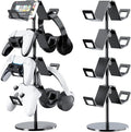 Controller Holder 4 Tier,Headphone Stand - Adjustable Headset Holder for Xbox PS5 PS4 Switch Pro - Gaming Storage for Universal Game Accessories,Desk/Floor(Black)
