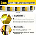 10 Feet Gold Silver Foil Fringe Garland Metallic Tinsel, 3 Pack – Black