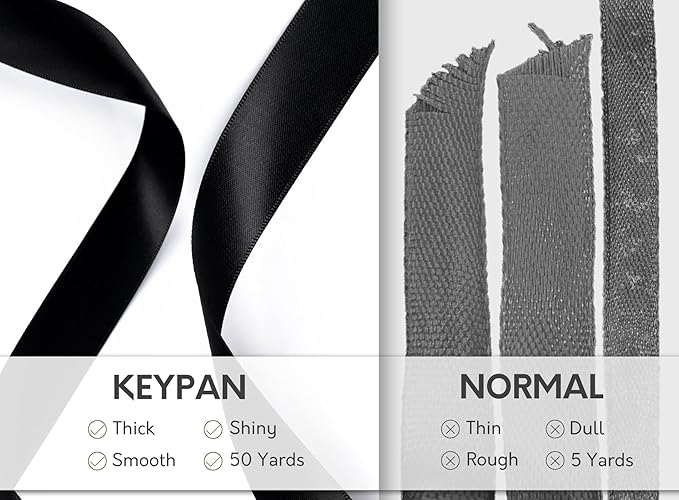 Black Ribbon 7/8 Inch 50 Yards Double-Faced Polyester Hair Satin Ribbons for Women, for Wrapping Paper Bows Gift Wedding Invitations DIY Crafts