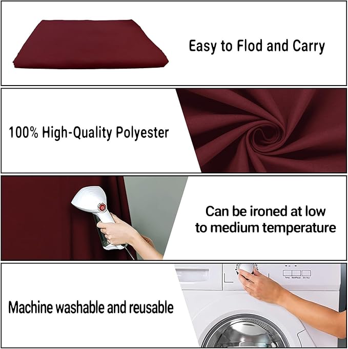 Wine Red Backdrop 5x7FT Screen Backdrop for Photography Photo Booth Photoshoot Background Screen Video Recording Parties Curtain