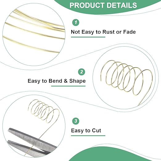2-Rolls 0.3mm Jewelry Wire, 28 Gauge 328FT Craft Wire Copper Beading Wire for Jewelry Making/Planting/Weaving/DIY Crafting, Soft Metal Wires [100M, Light Golden]