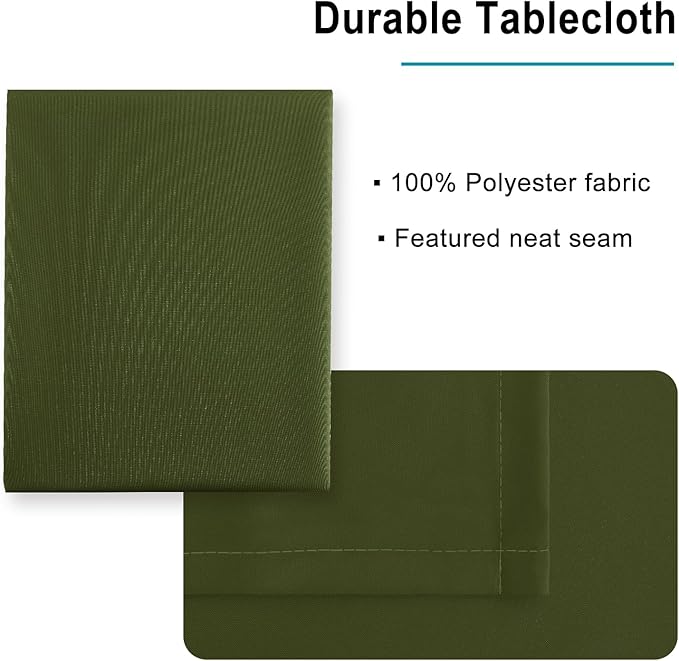 Hiasan Olive Green Tablecloth for Rectangle Tables - Waterproof and Spillproof Washable Fabric Table Cloth for Dining Room Kitchen Party, 60 x 102 Inch