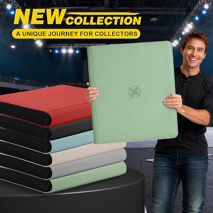 20-Pocket Card Binder, Trading Card Binder Holds 2000 Cards, Premium Zippered Trading Card Album Compatible with TCG, Game & Sports Cards (Black)
