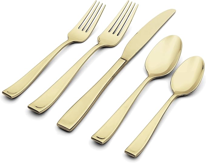 Champagne Satin Stainless Steel Flatware Set, 20 Piece for 4