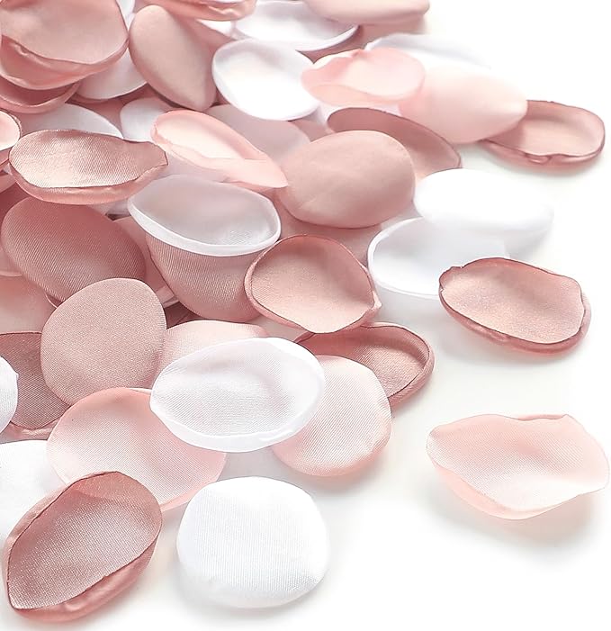 Confetti Satin Rose Petals, 500 Pcs in Dusty Rose, Blush and White