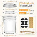 8 Oz Small Mason Jars, 6 Pack