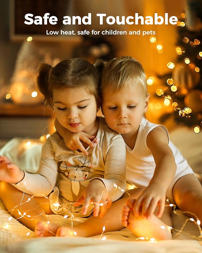 btfarm 100 Pack Fairy Lights Battery Operated, 7FT 20 LED Mini String Lights Waterproof Silver Wire for Mason Jars Centerpiece Table Crafts Bedroom Christmas Decoration, Warm White
