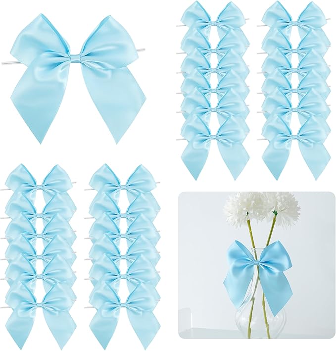 Gift Wrap Bows, 24 Pack 5-Inch Satin Ribbon Bows with Twist Ties