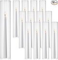 12 Pcs Hurricane Glass Candle Holders 2.5 x 14 Open Ended Tube Ribbed Shade Bottomless Chimney Cylinder Taper Candle Cover for Wedding Anniversary Table Centerpiece