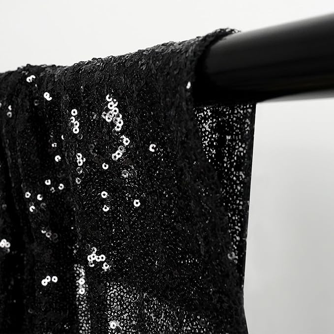 Eternal Beauty Sequin Backdrop Curtains, 2x8 Ft-2 Panels Black Back Drop for Shimmer Photography Party Wedding Birthday Decor