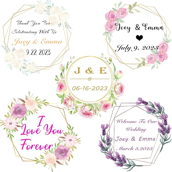 150 Pack Custom Stickers Personalized Stickers Labels for Business Logo Customized Vinyl Stickers for Wedding Favors Birthday Baby Bridal Shower Make Your Own Stickers 1 Inch-10 Inch
