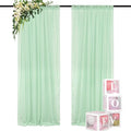 DUOBAO Chiffon Backdrop Curtains 2 Panels Photography Backdrops Drape 5ft x 8ft Voile Curtain Sage Green Collapsible Seamless Sheer Drapes for Women Party Baby Shower Birthday Photo Shoot Decorations