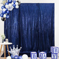 SquarePie Sequin Backdrop Not See Through Thick Background for Glitter Curtain Party 4FT x 8FT Navy Blue