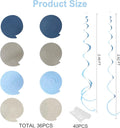 Gray Hanging Swirl Decorations Navy Blue Grey Felt, 36 Pcs – Dusty Blue