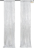 Poise3EHome Silver Sequin Backdrop Curtains,2ft x 8ft Sequin Photography Backdrop Curtain 2 Panels for Party Decoration