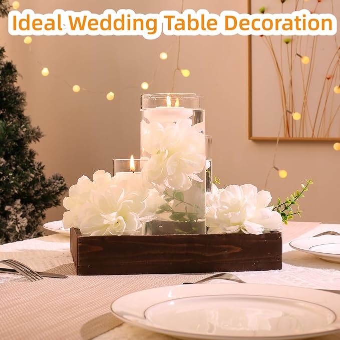 Vase Fillers with 12 White Floating Candles and 12 Artificial Flowers