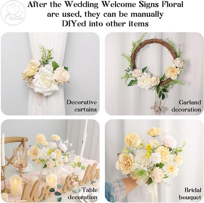 Artificial Flowers Wedding Arch Kit, 2 Pieces with 20 Plastic Stems