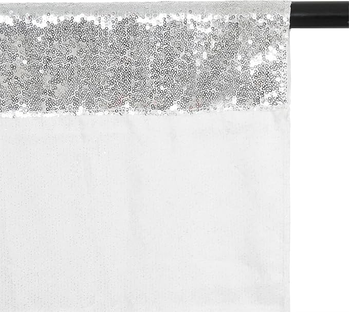Poise3EHome 5Ft x 7Ft Silver Sequin Backdrop, Glitter Thick Satin Sequin Background Drapes, Sparkly Photography Curtain, Sequence Xmas Thanksgiving Backdrop for Wedding Party Holiday Festival Decor