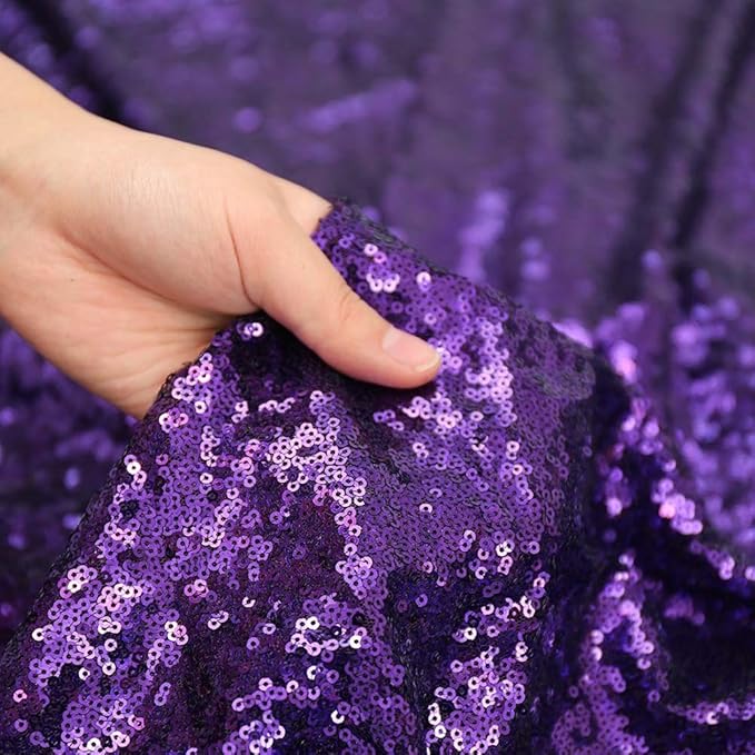 SquarePie Sequin Tablecloth 50 x 72 Inch Purple Sparkly Table Cloth for Wedding Halloween Party