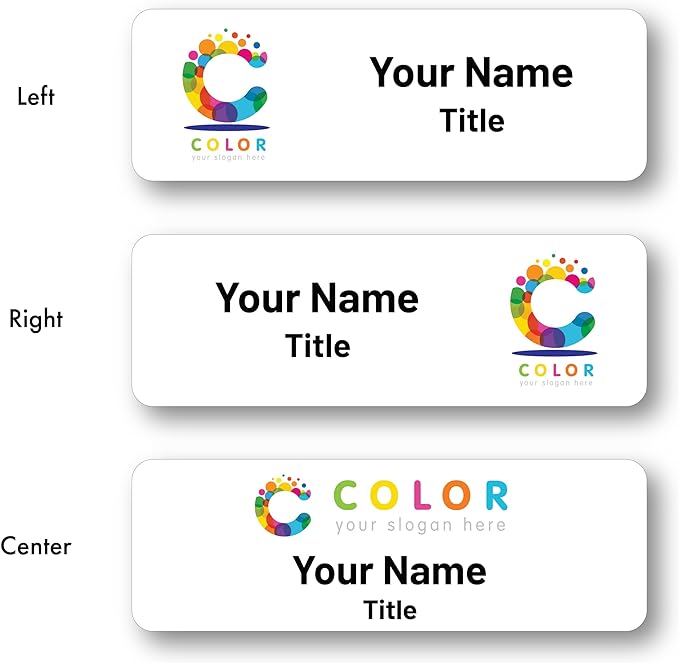Custom Name Tags - Full Color Logo Name Tags - Scratch Resistant Metal Front & Hard Plastic Back (1.5 x 3 Inch, White)