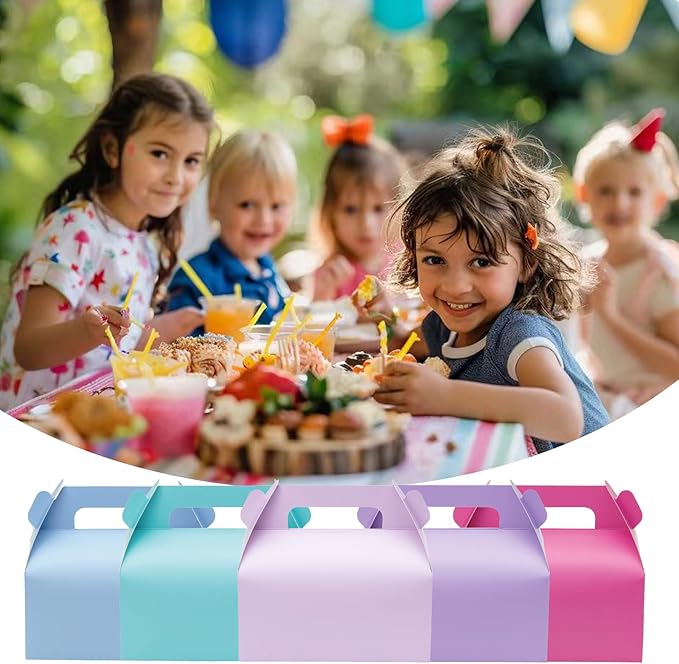 UnicoPak 30 Pack Purple Gable Treat Boxes Party Favor Goodie Bag Boxes for Candy Treats Snacks Cookie Toys for Birthday Party Special Events, 6.5x3.5x4 Inches