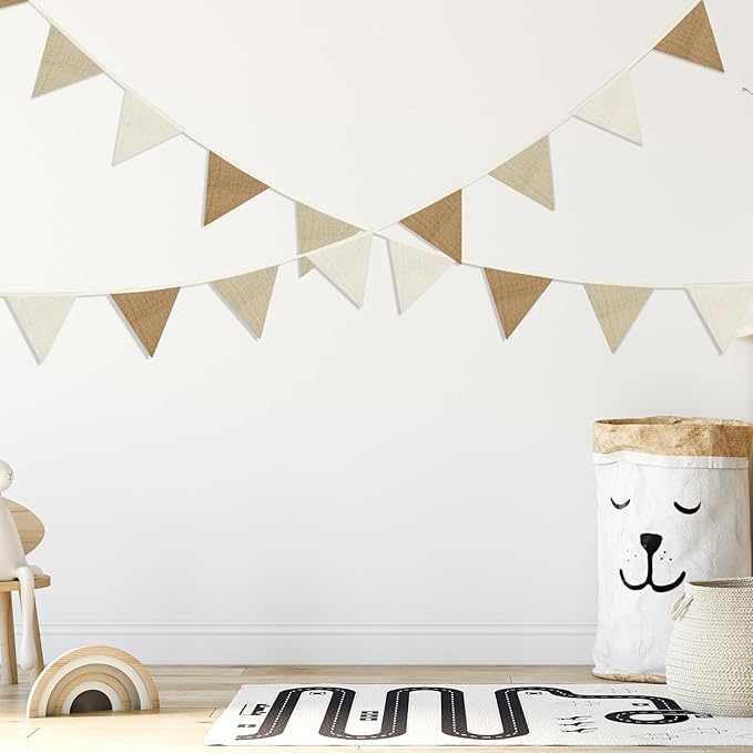 Banners: 2 Cotton Pennant Garlands, 7.75 Ft Each, 10 Flags per Strip