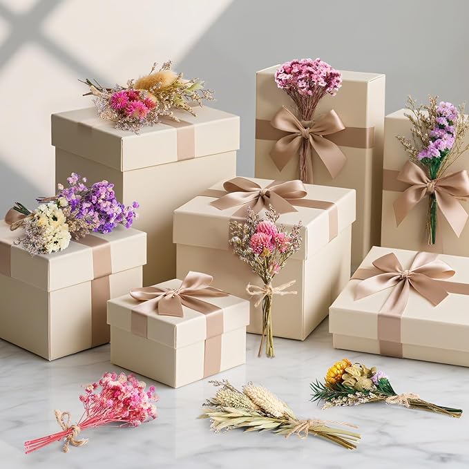 12/24 PCS Charming Dried Flowers Bouquet for Vase Various Dried Wildflowers with Stems Mini Handmade Wildflowers Natural Real Flowers Bulk Flowers Craft (Various Series, 24 PCS)