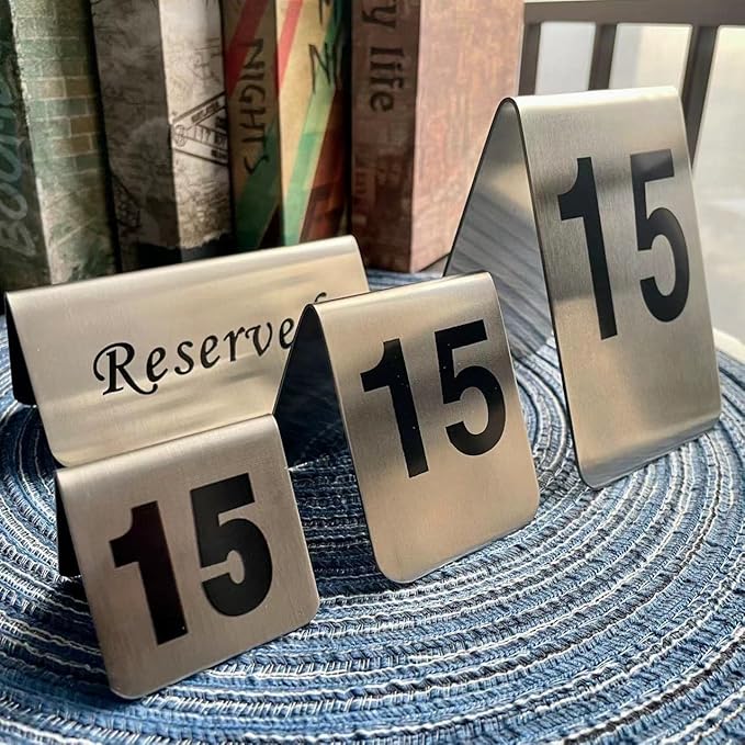 10 Pcs Metal Place Cards Stackable Tent Style Table Numbers，Place Card Holders for Celebration Wedding Party Restaurants Cafes Bars Gatherings meeting Room Board Game Serial (Small 31-40, Black)