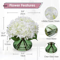 Hydrangeas Floral Arrangement in Glass Vase Artificial Flowers – White