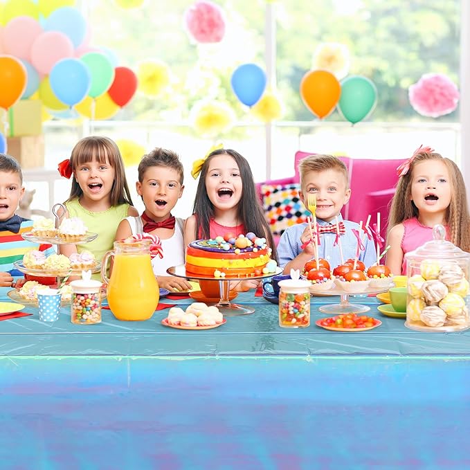 FunnyPars 1 Pack Iridescent Blue Plastic Tablecloth,Shiny Blue Disposable Laser Rectangle Table Covers,Blue Holographic Foil Tablecloth Party Decorations for Birthday,40x108''