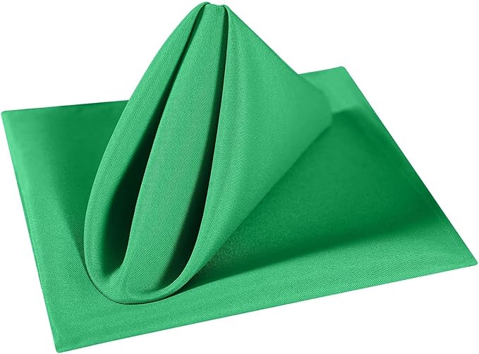 Cloth Napkins 20x20 inch Washable Polyester Dinner Napkins Soft Table Napkins for Wedding Party Dining Banquet(Emerald,12PCS)