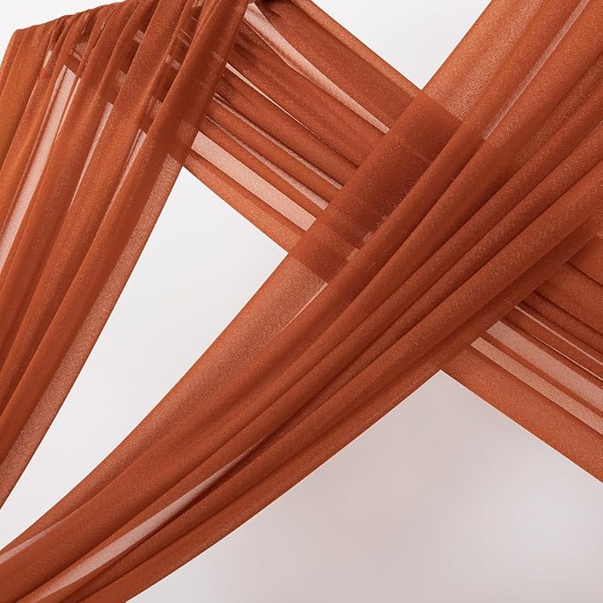 MLMC Terracotta Wedding Arch Draping Fabric 1 Panel 29" x 20 FT Extra Long Gauze Drapes Sheer Backdrop Curtains 6.6 Yards Outdoor Drapery Panels for Fall Wedding Ceremony Party Ceiling Decoration