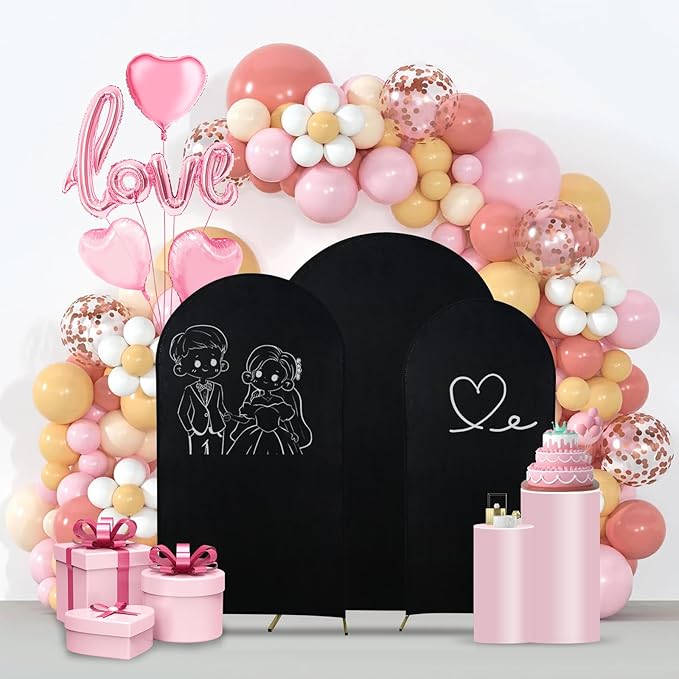 Background Support Stand Set of 3 Black Metal Arches for Events