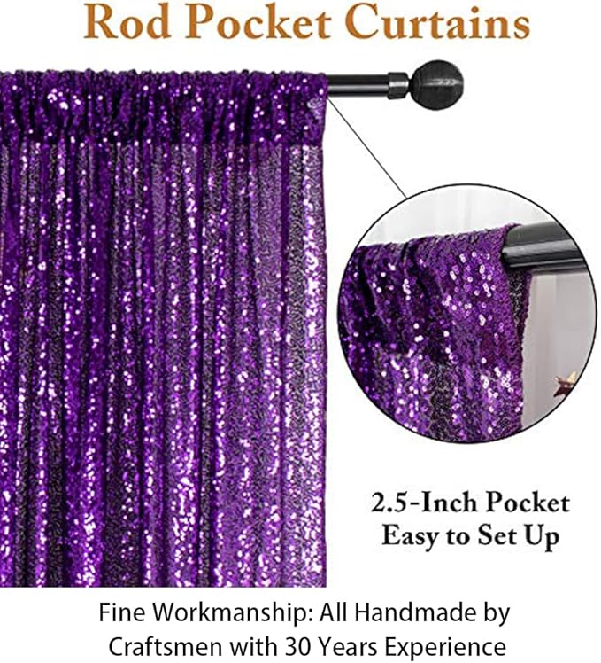 ShinyBeauty 4FT x 7FT Purple Sequin Backdrop | Photobooth Background | Wedding & Event Decor | Rustic & Elegant Sequin Fabric | Perfect for Photography & Parties | Durable Sequin Curtains