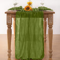 Cheesecloth Table Runner Fall Table Runners Boho, 6 Pack – Olive Green