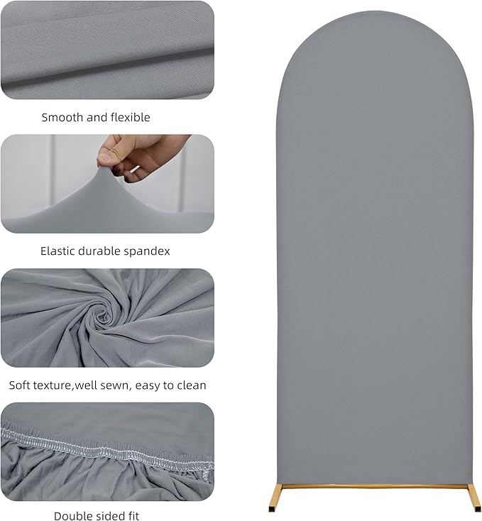 Wedding Arch Cover 7.2FT 6.6FT 6FT Arch Backdrop Cover Spandex Fitted Arch Cover for Round Top Chiara Backdrop Stand Covers for Wedding Birthday Party Baby Shower Banquet Ceremony Decoration