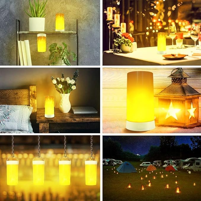 Flameless Candles with Yellow LED Flame, 4 Modes, USB Rechargeable