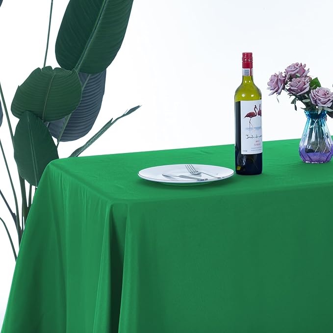 Ascoza 2pack 60x102 Inch Emerald Rectangular Tablecloth 6 Feet Table Cloth in Polyester Fabric for Wedding/Banquet/Restaurant/Parties
