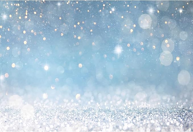 8x6ft Blue Bokeh (Not Glitter) Backdrops Birthday Party Abstract Golden Sparkling Spots Photography Background Baby Shower Wedding Prom Graduation Party Bokeh Decor Banner Photoshoot Props